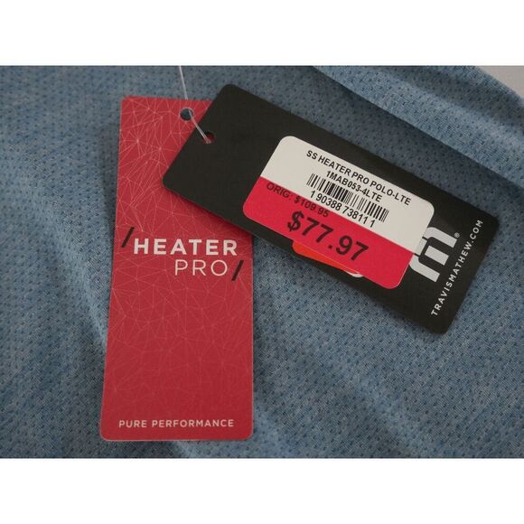 Travis Mathew Men's Heater Pro Chest Stripe Golf Polo Blue S - Picture 8 of 11